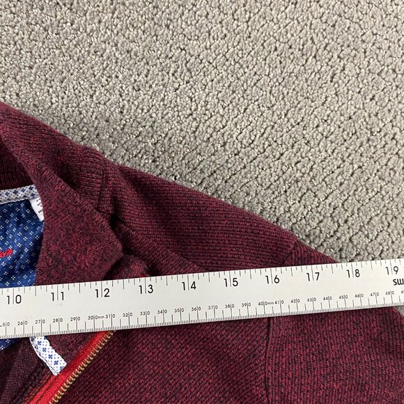 Robert Graham Sweater Men's Medium Pullover 1/4 Zip Burgundy Red Knit Cotton - Picture 11 of 11